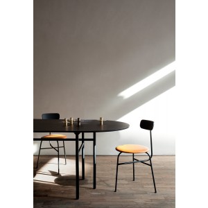 Menu Afteroom Dining Chair 4 Black Upholstered with Sørensen Leder Cognac Esszimmerstuhl 